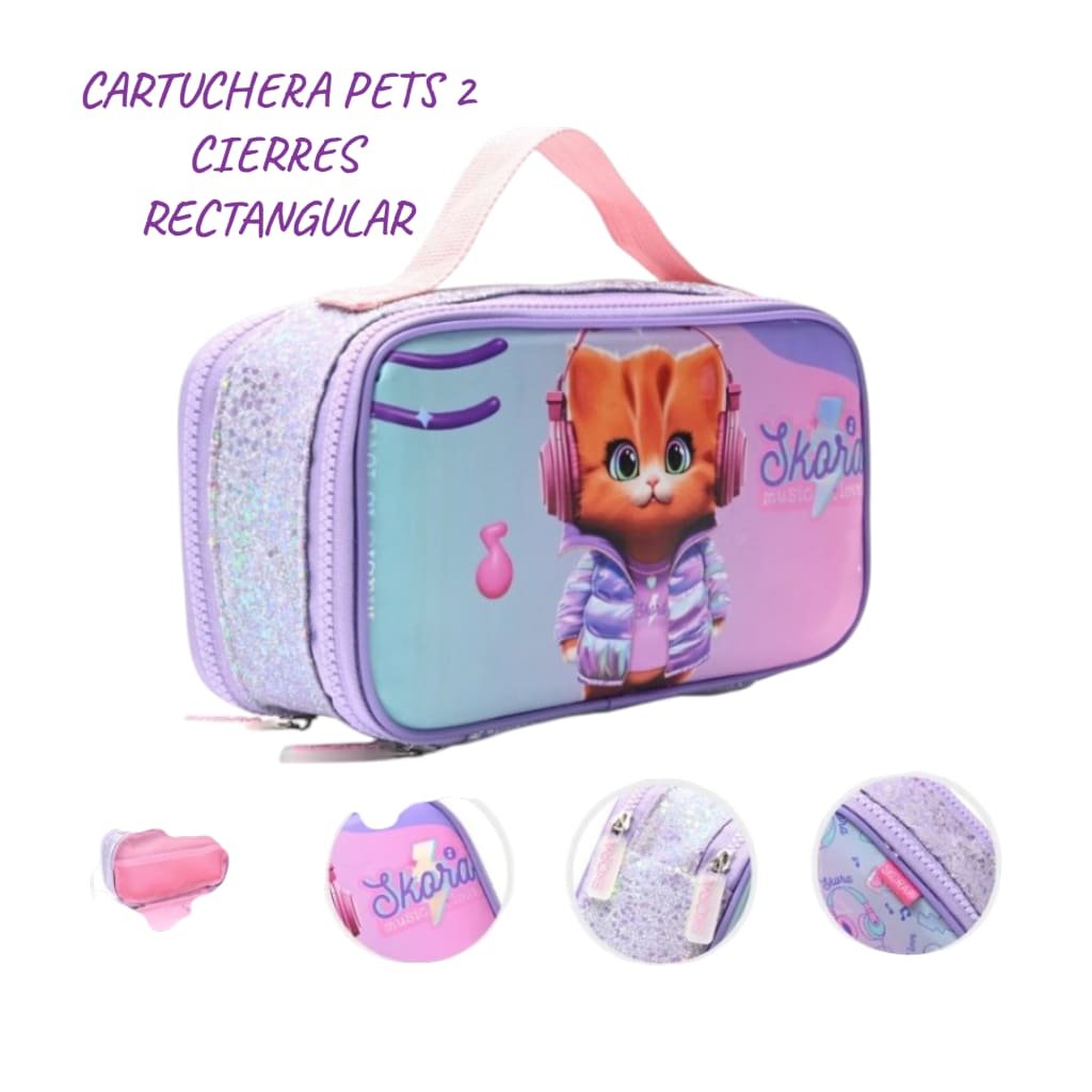 7790774431454 Cartuchera 2 cierres pets SKORA 43145