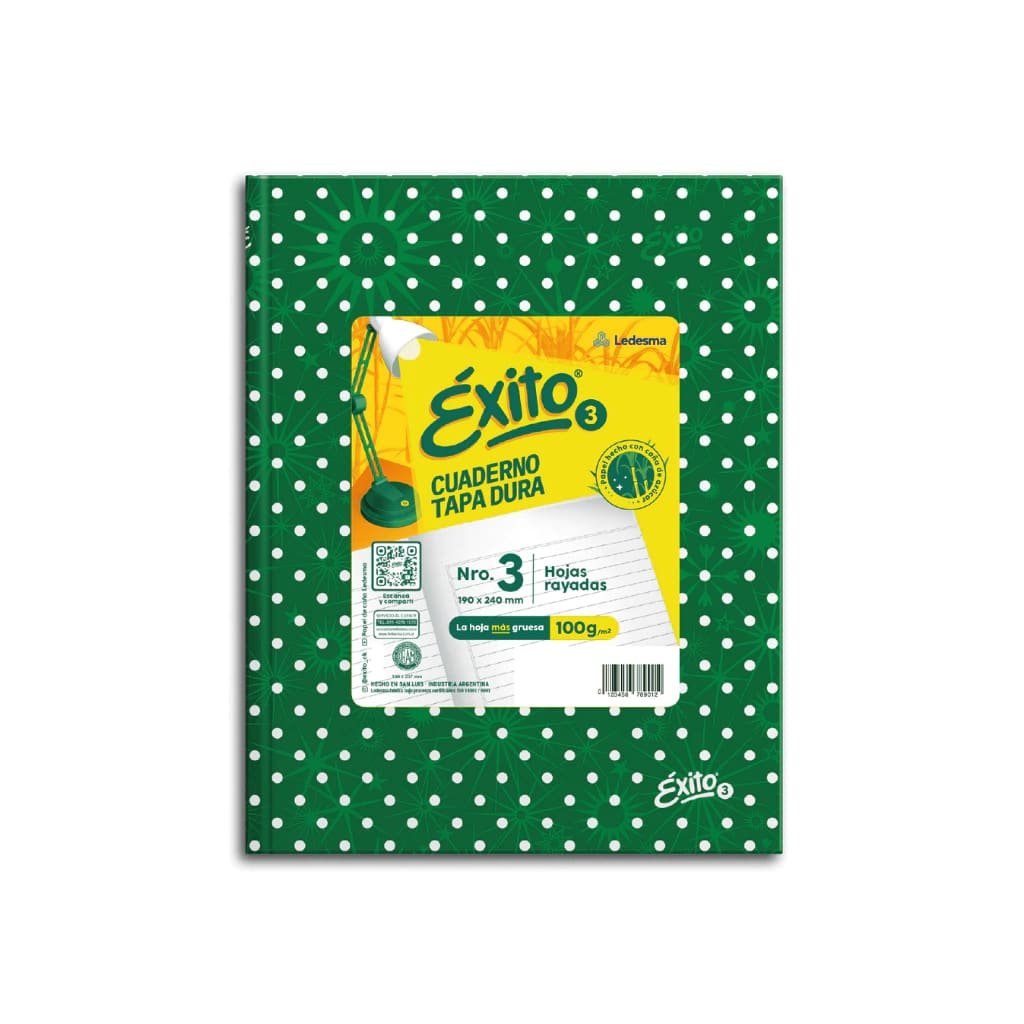 7791762379079 CUADERNO VERDE 48HJS RAYADO E3 LUNARES EXITO