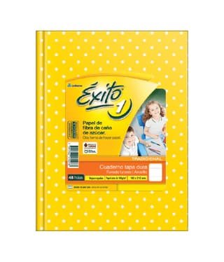 CUADERNO AMARILLO 48HJS RAYADO E1 LUNARES EXITO