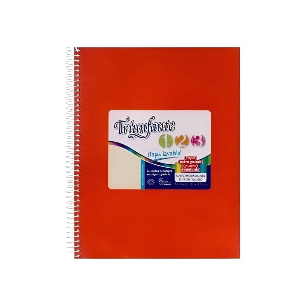 7796569422126 CUADERNO ESPIRAL ROJO 1 2 3 RAYADO 60HJS TRIUNFANTE