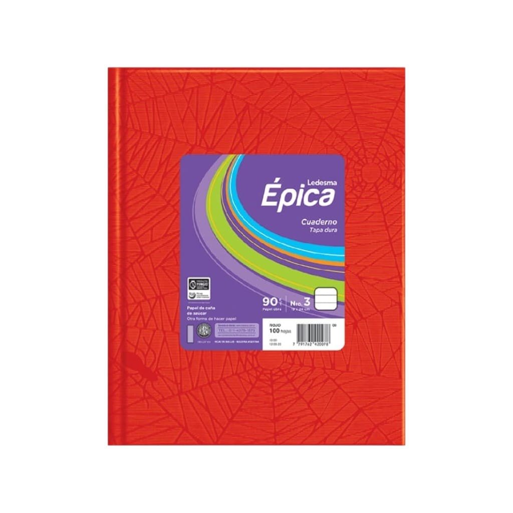 7791762003226 CUADERNO ROJO ARAÑA N3 100HJS RAYADO EPICA