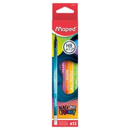Lapices Grafito Negro C/Goma Maped x12