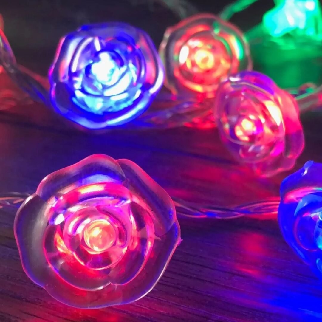 Guirnalda x28 Luces Flores Multicolor Transparente