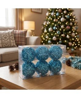 7CM SETX6 BOLAS NAVIDEÑAS CELESTE