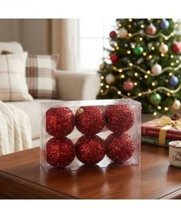 7CM SETX6 BOLAS NAVIDEÑAS ROJO
