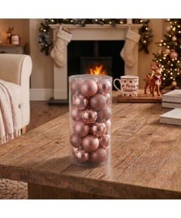 6CM SETX30PCS BOLAS NAVIDEÑAS ROSA VIEJO