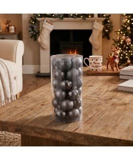 5CM SETX30PCS BOLAS NAVIDEÑAS GRIS OSCURO
