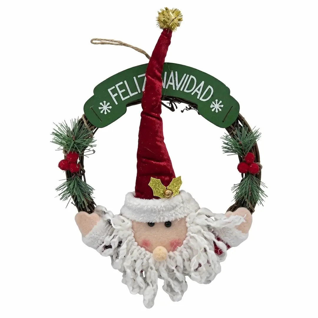 7790780126078 CORONA ADORNO NAVIDAD C/MUÑECO 33CM