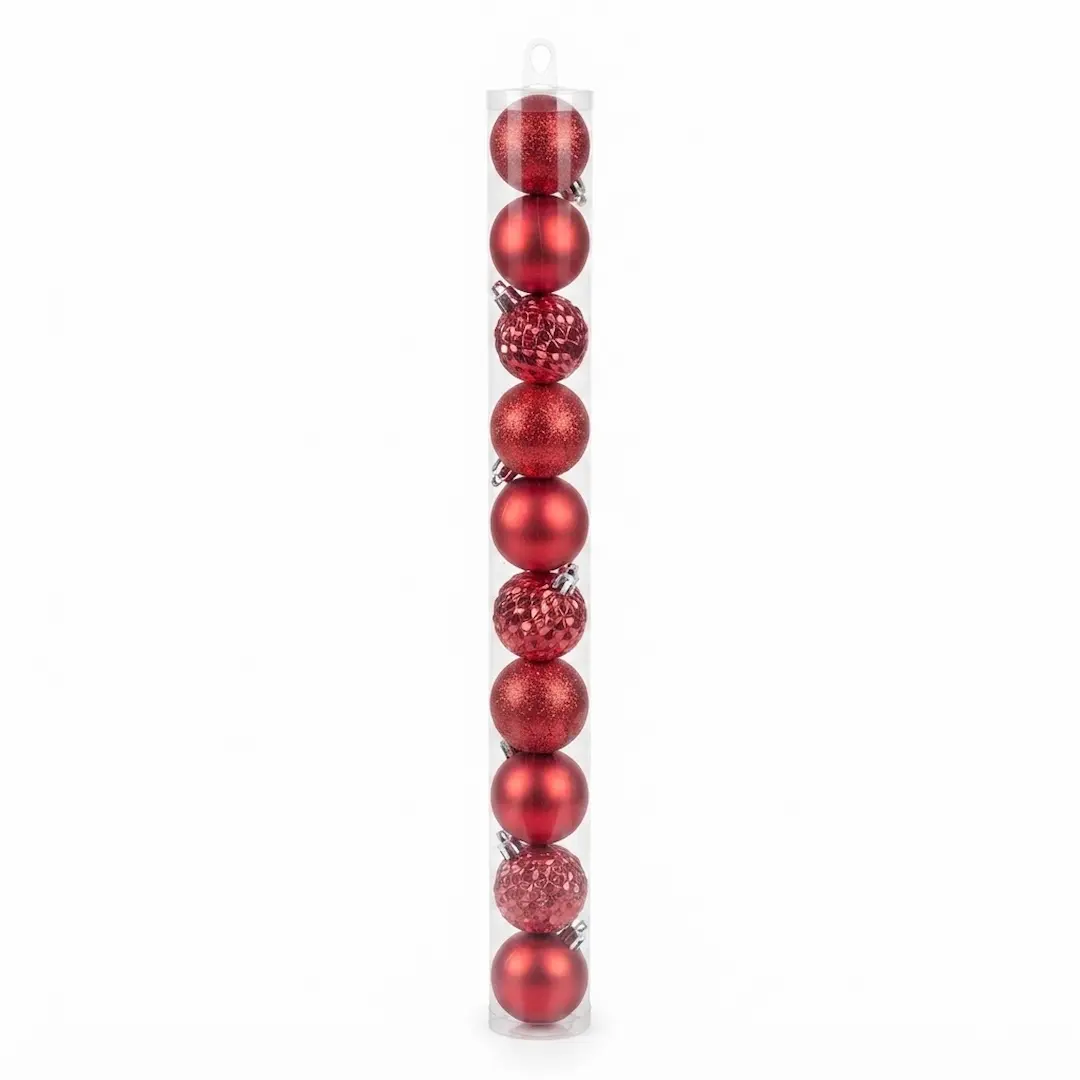BOLAS DE NAVIDAD ROJO 5CM x10