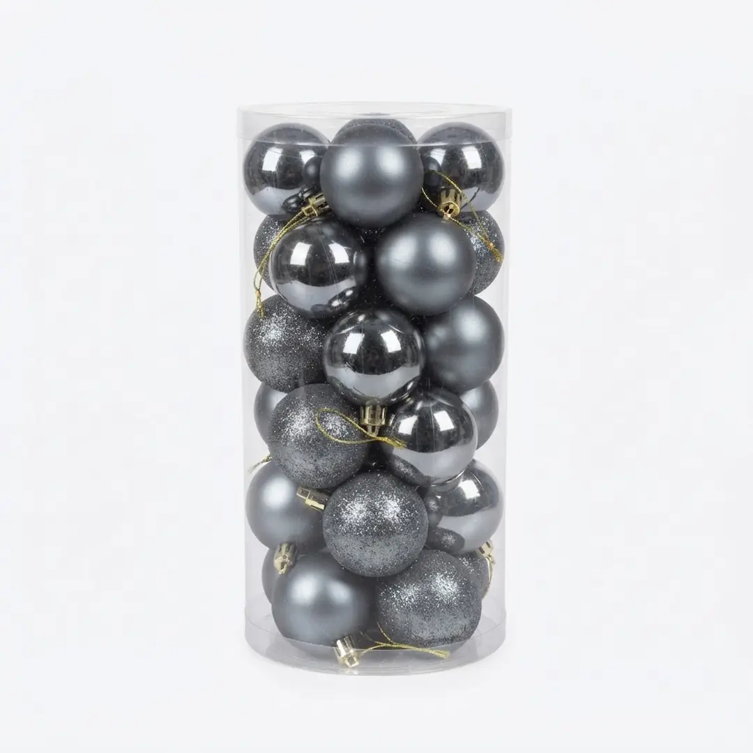 BOLAS DE NAVIDAD GRIS OSCURO 5CM x30