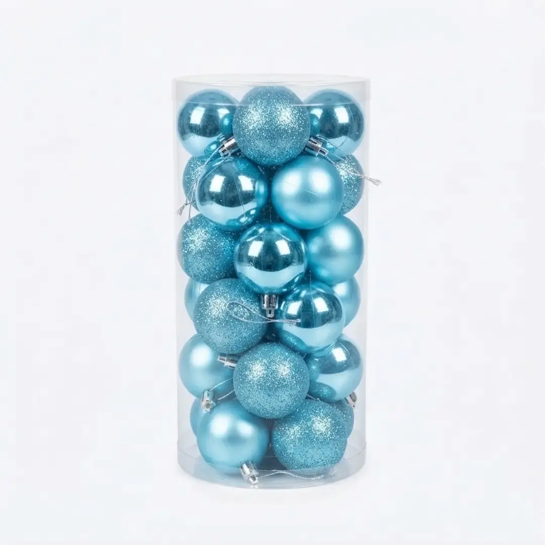 BOLAS DE NAVIDAD CELESTE 6CM x30