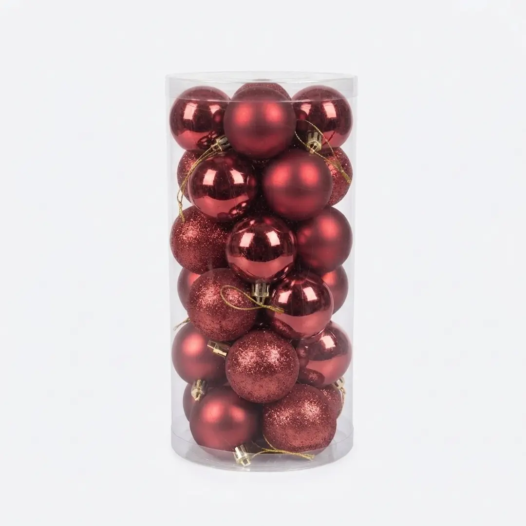 BOLAS DE NAVIDAD ROJO 6CM x30