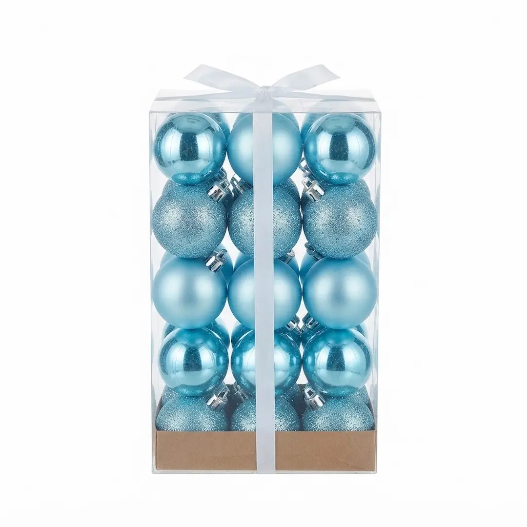 BOLAS DE NAVIDAD CELESTE 7CM x30