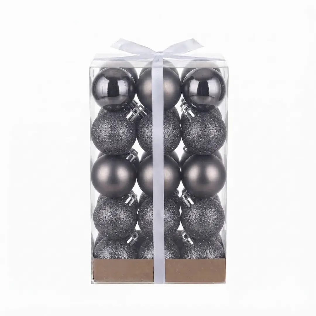 BOLAS DE NAVIDAD GRIS OSCURO 7CM x30