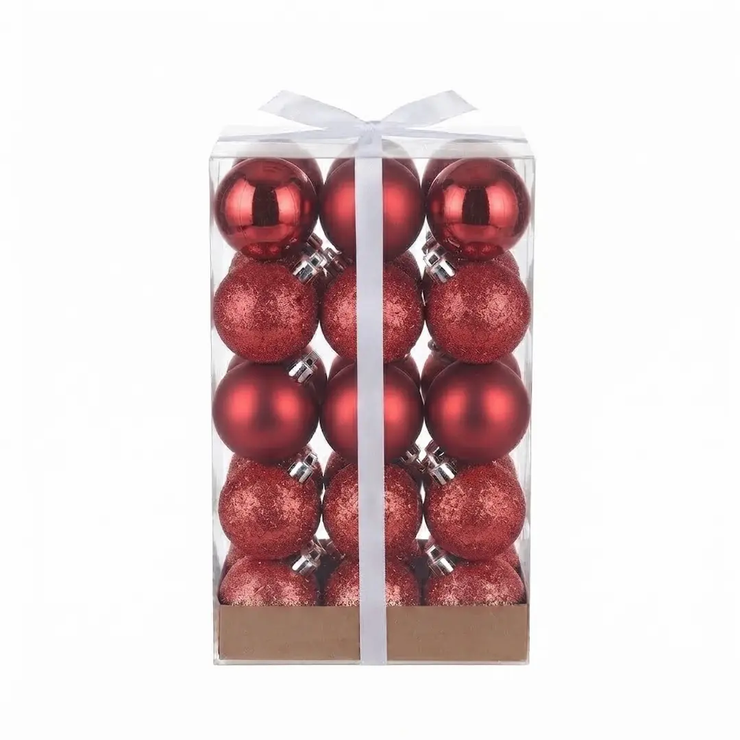7790780142320R BOLAS DE NAVIDAD ROJO 7CM x30