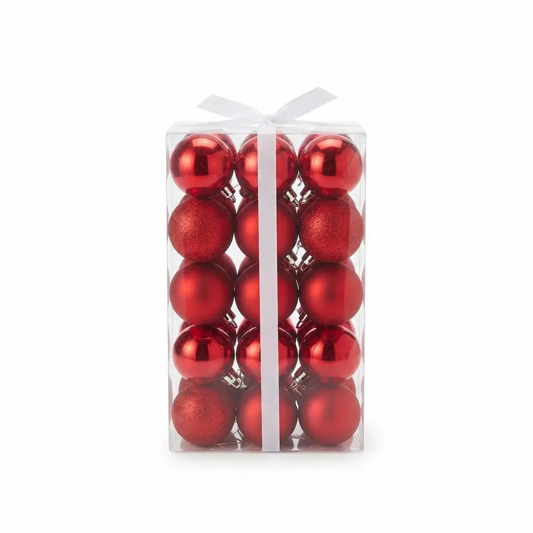 7790780142382R BOLAS DE NAVIDAD ROJO 6CM x30