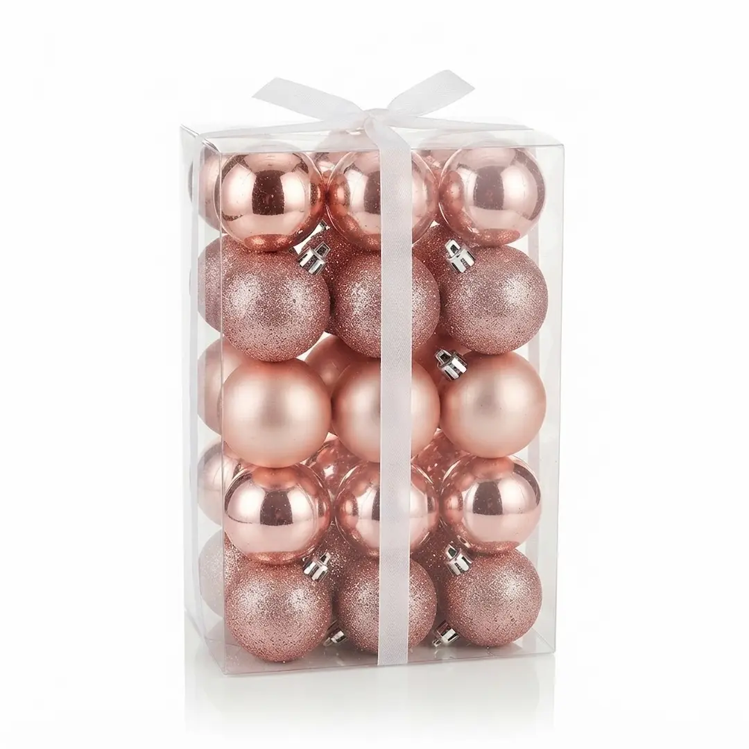 BOLAS DE NAVIDAD ROSA VIEJO 6CM x30