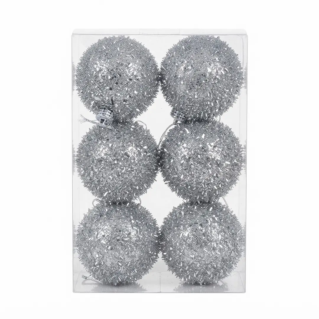 BOLAS DE NAVIDAD PLATEADO 7CM x6