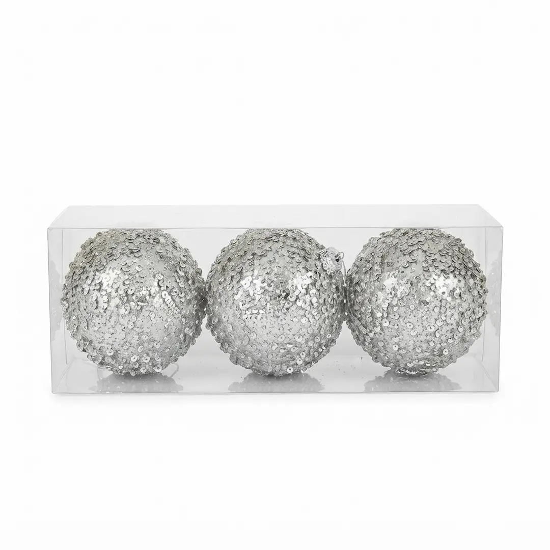 BOLAS DE NAVIDAD BEIGE 8CM x3