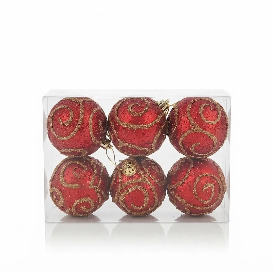 7790780144379 BOLAS DE NAVIDAD C/DISEÑO ROJO 6CM x6