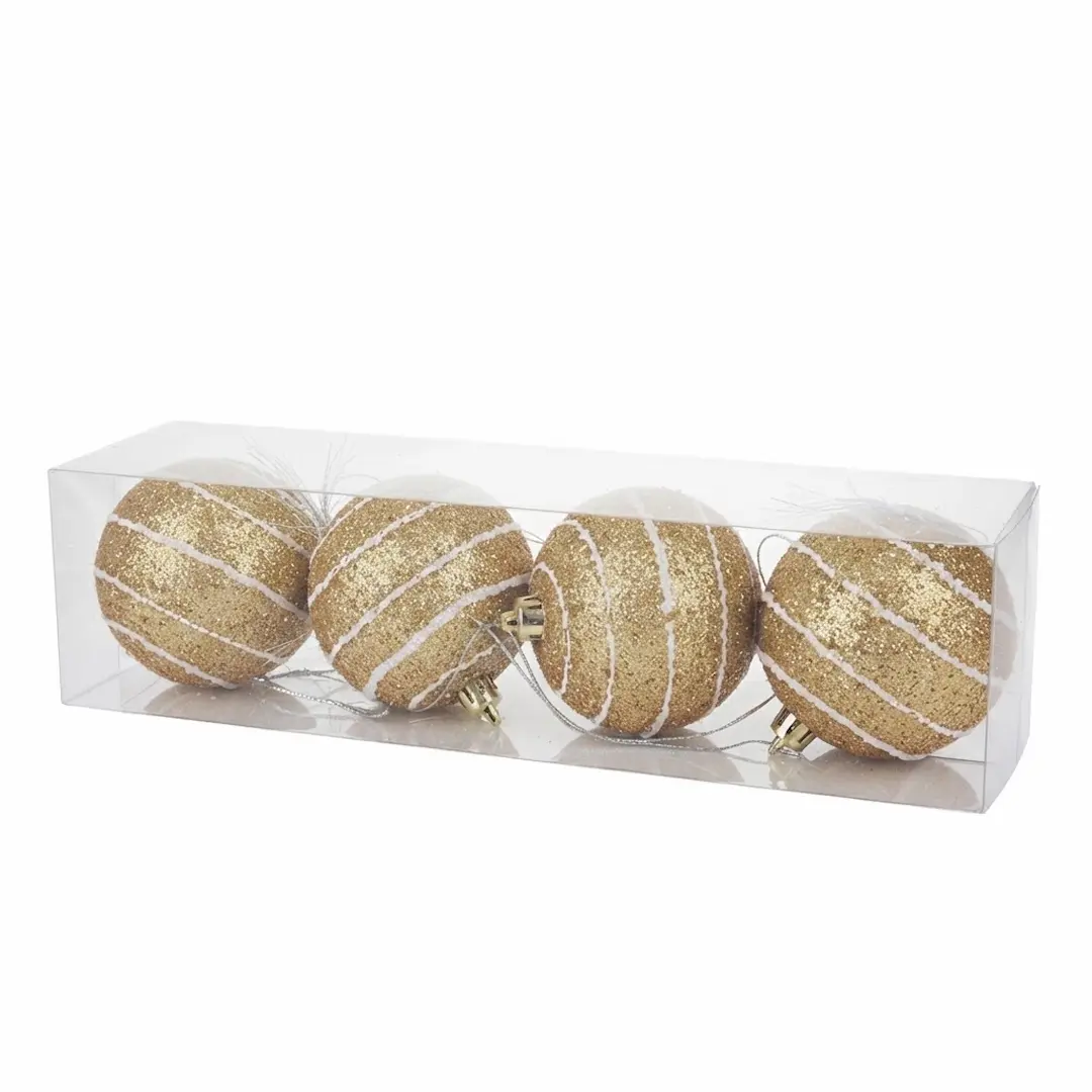 BOLAS DE NAVIDAD C/DISEÑO DORADO 7CM x4
