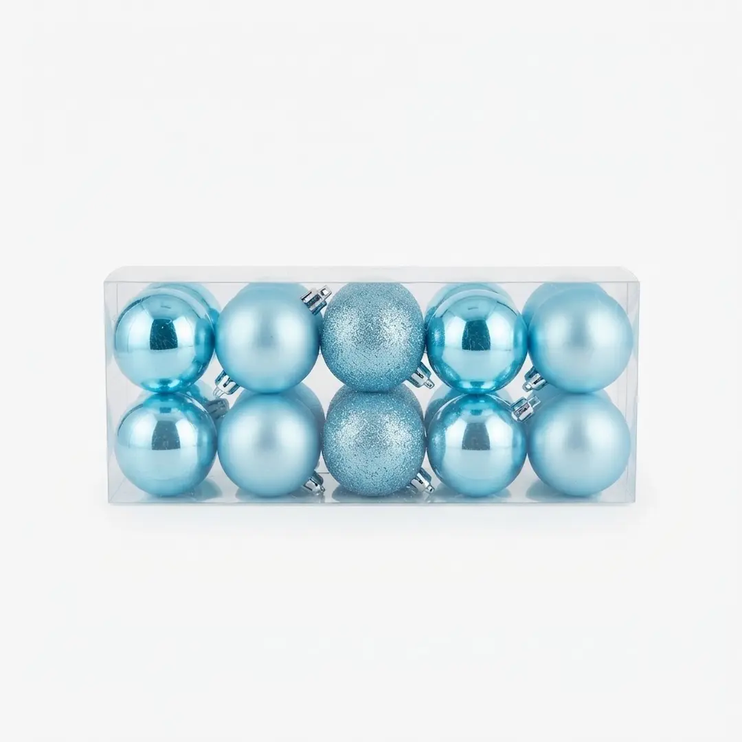 BOLAS DE NAVIDAD CELESTE 7CM x20