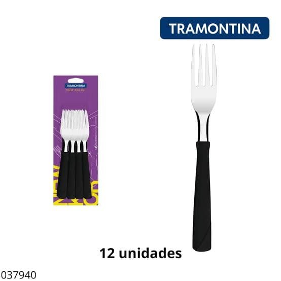 Tenedor Tramontina New Kolor x12 Negro
