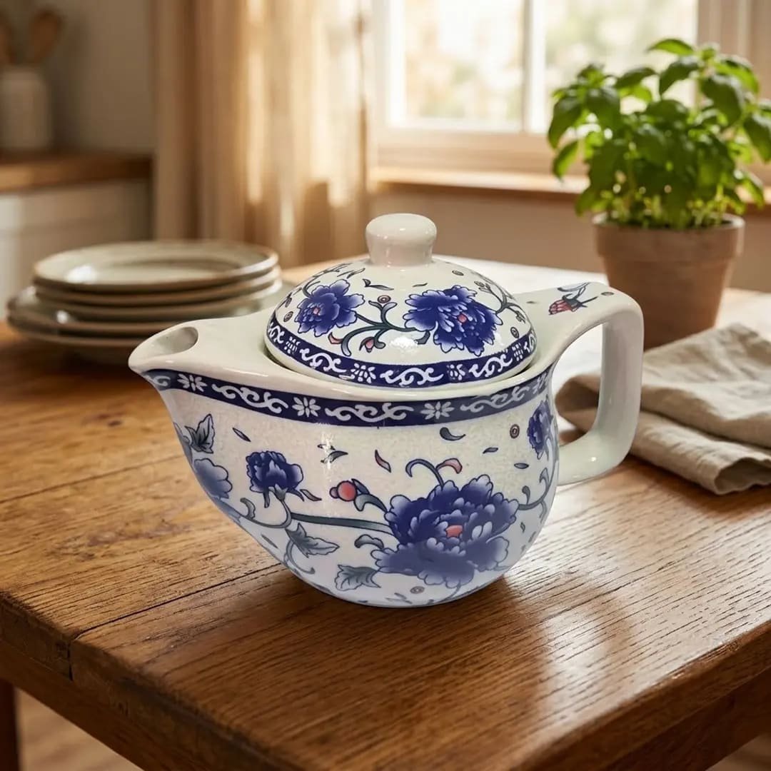 7790780085191 Tetera de Porcelana 500ml Flores Azules