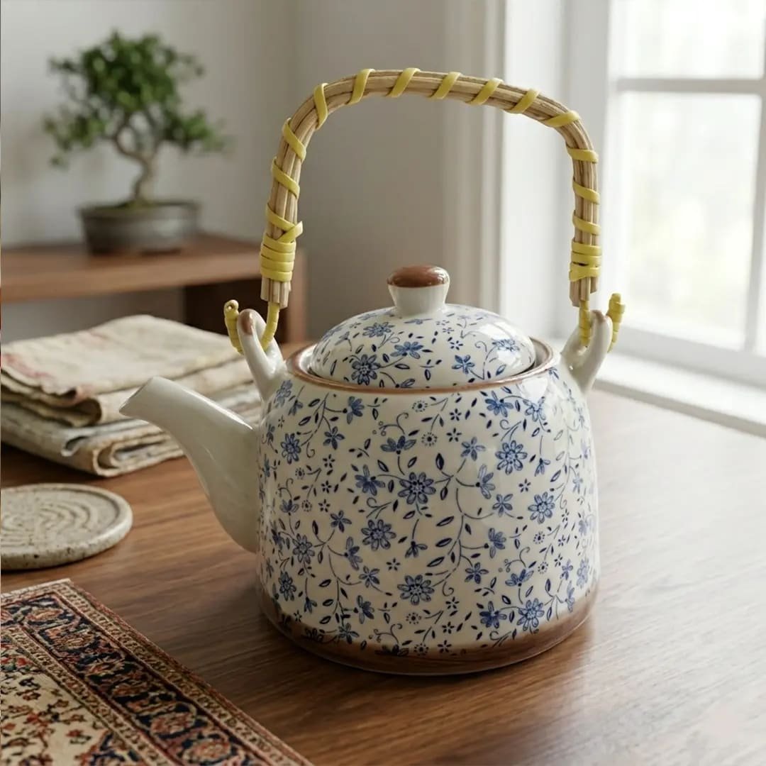 Tetera de Porcelana 650ml Flores Celestes