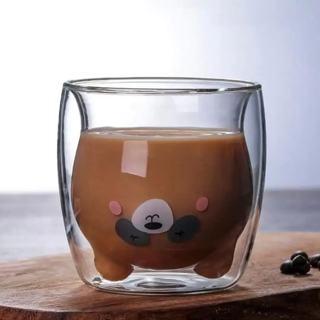 Taza Doble Vidrio 300ml Panda
