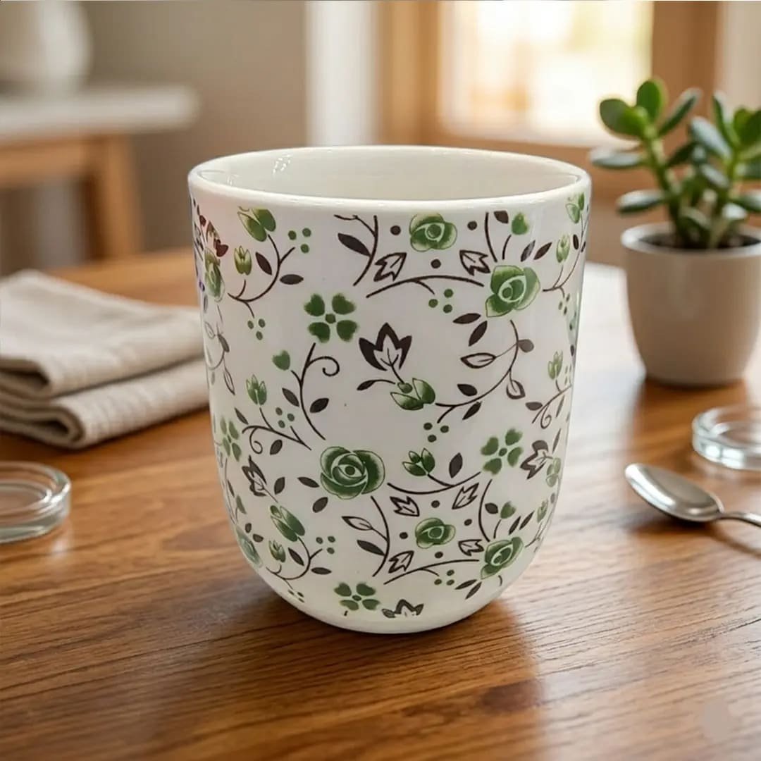 Cuenco de Porcelana 150ml Rosas Verdes Orientales