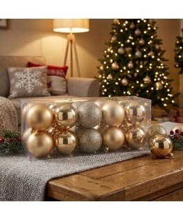 7CM SETX20PCS BOLAS NAVIDEÑAS DORADO
