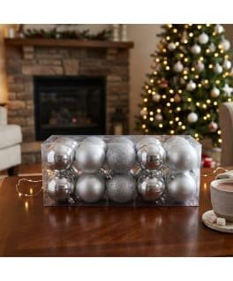 7CM SETX20PCS BOLAS NAVIDEÑAS PLATEADO