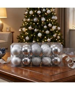 5CM SETX20PCS BOLAS NAVIDEÑAS PLATEADO