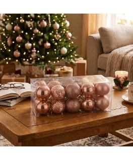 5CM SETX20PCS BOLAS NAVIDEÑAS ROSA VIEJO