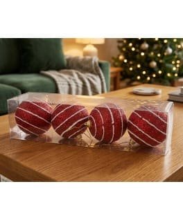 7CM SETX4 BOLAS NAVIDEÑAS C/DISEÑO ROJO