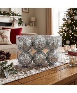 5CM SETX6 BOLAS NAVIDEÑAS PLATEADO
