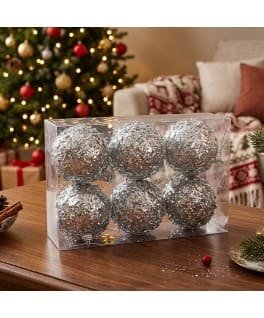 7790780144270 6CM SETX6 BOLAS NAVIDEÑAS PLATEADO