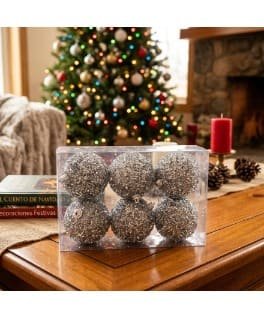 7790780144171 7CM SETX6 BOLAS NAVIDEÑAS PLATEADO