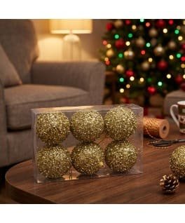 7790780144157 7CM SETX6 BOLAS NAVIDEÑAS DORADO