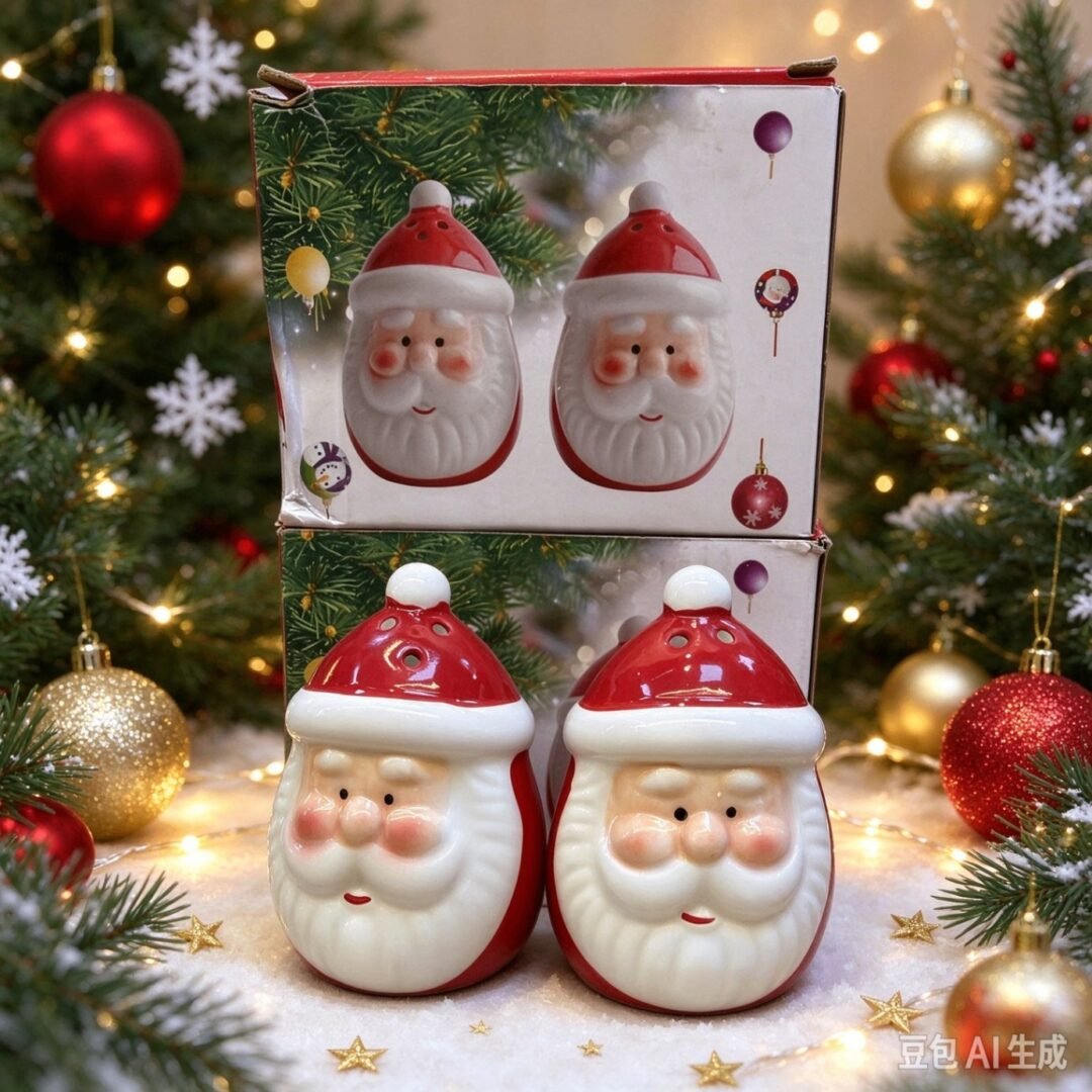 SET DE SALERO Y PIMENTERO NAVIDEÑO. MEDIDAS: 5X9CM