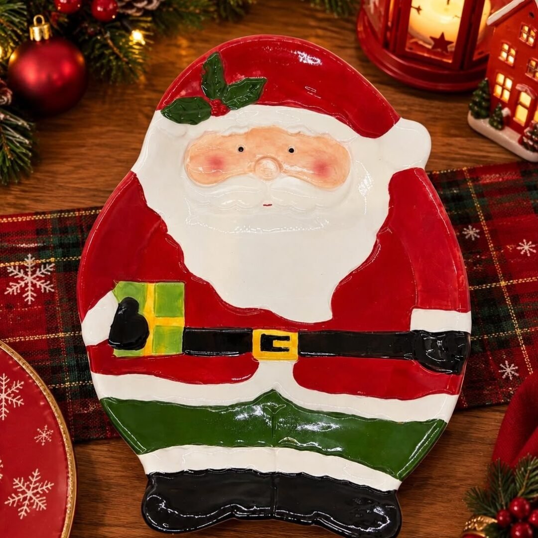 BANDEJA DE CERÁMICA CON FORMA DE SANTA. MEDIDAS: 20X25CM