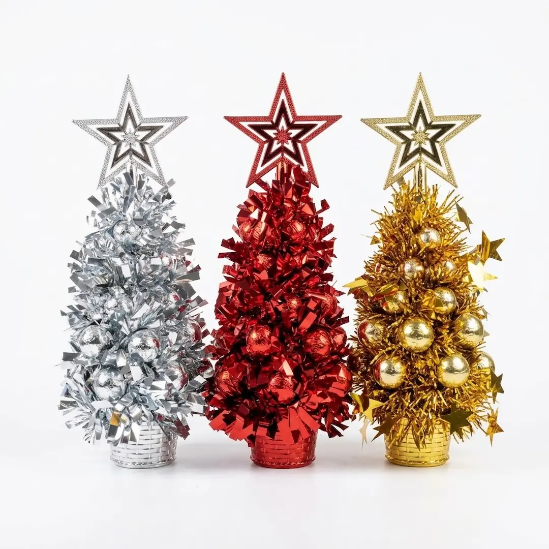 ARBOL DE NAVIDAD DE MESA CON BOLAS 25CM